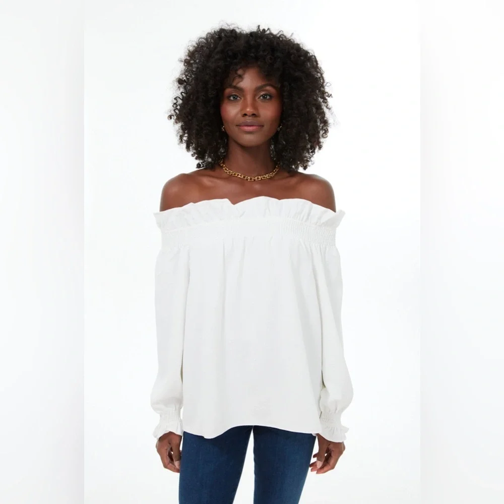 TUCKERNUCK White Off the Shoulder Marguerite Blouse NWT - Picture 1 of 14